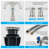 Bathroom Faucet 2 Handle Brushed Nickel Bathroom Sink Faucet Widespread 3 Hole 360° Swivel Spout Modern Sink Basin Faucets 8 inch