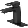 Single Handle Single Hole Low-Arc Bathroom Faucet with Supply Line in Matte Black