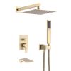 10 Inches Wall Mounted Rainfall Shower Head System Shower Faucet Brushed Gold