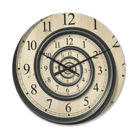 Designart 'Analog Wall Time Spiral ' Modern Wood Wall Clock