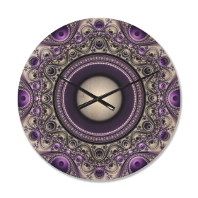 Designart 'Fractal Pattern Purple with Circles ' Modern Wood Wall Clock