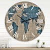Designart 'Ancient Map Of The World I' Rustic Wall Clock