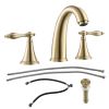 2 Handle Widespread Bathroom Faucet 3 Hole, with Pop Up Drain and 2 Water Supply Lines, Gold