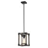 Kobe 7 Inch With 1 Light and Forged Black and Imitation Wood Grain Pendant Light