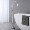 Freestanding Tub Filler Bathtub Faucet Chrome with Hand Held Shower Floor-Mount