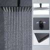 Matte Black 12 inches Rain Shower Faucet Sets with Waterfall Tub Spout and Handheld Shower Head