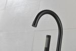 Mount Bathtub Faucet Freestanding Tub Filler Matte Black Standing High Flow Shower Faucets with Handheld Shower Mixer Taps Swivel Spout