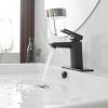 Single Handle Single Hole Low-Arc Bathroom Faucet with Supply Line in Matte Black