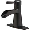 Waterfall Single Hole Single-Handle Low-Arc Bathroom Sink Faucet With Pop-up Drain Assembly In Oil Rubbed Bronze