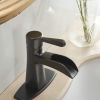 Waterfall Single Hole Single-Handle Low-Arc Bathroom Sink Faucet With Pop-up Drain Assembly In Oil Rubbed Bronze