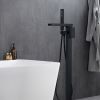 Single-Handle Freestanding Floor Mount Roman Tub Faucet Bathtub Filler with Hand Shower in Matte Black