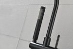 Mount Bathtub Faucet Freestanding Tub Filler Matte Black Standing High Flow Shower Faucets with Handheld Shower Mixer Taps Swivel Spout