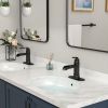 Black Waterfall Bathroom Faucet Single Handle Deck Plate,Bathroom Faucet Single Hole with Pop Up Drainer