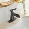 Waterfall Single Hole Single-Handle Low-Arc Bathroom Sink Faucet With Pop-up Drain Assembly In Oil Rubbed Bronze