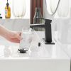 Single Handle Single Hole Low-Arc Bathroom Faucet with Supply Line in Matte Black