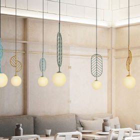 Simple Bar Restaurant Study Cafe Macaron Leaf Chandelier (Option: Long leaves green-No bulb)